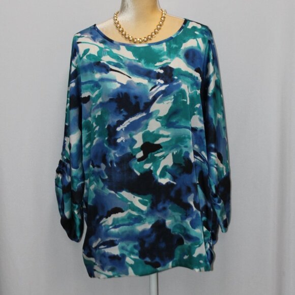 Jones of New York Blue and Turquoise long sleeve top - Picture 7 of 15